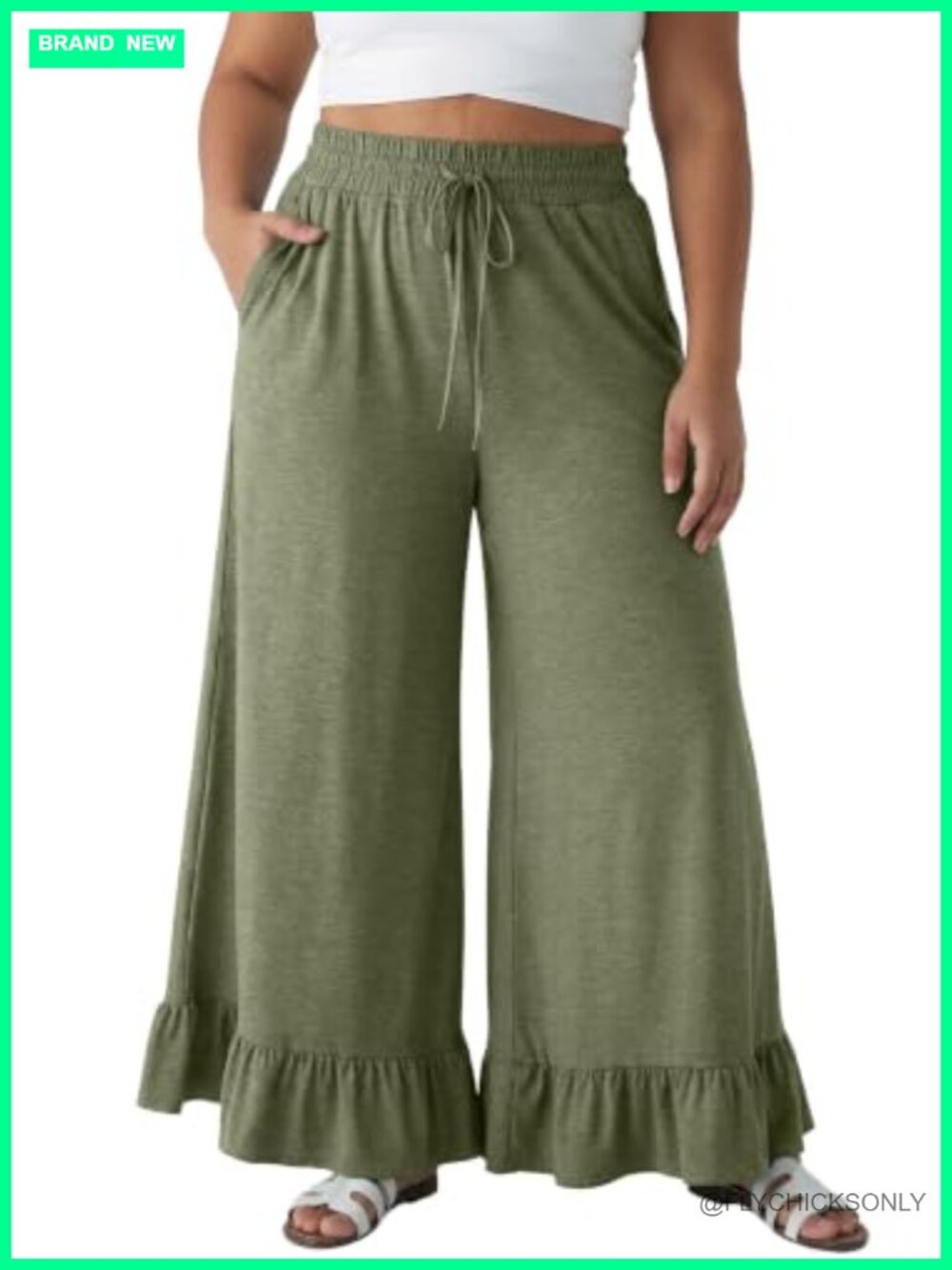 Plus Size Wide Leg Drawstring Lounge Trousers with Pockets